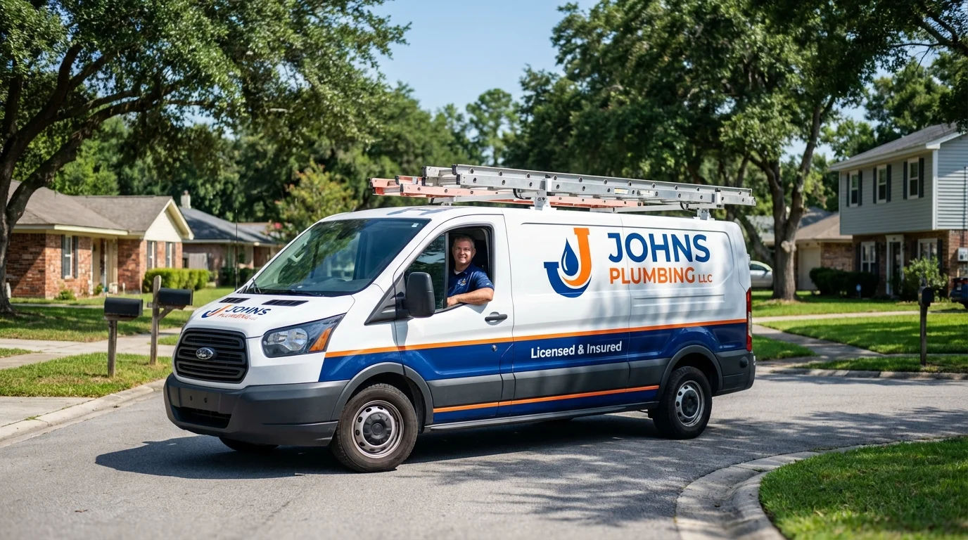 Johns Plumbing LLC service van in Rock Island, IL