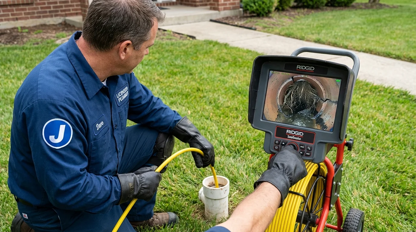 Sewer camera inspection being performed by Johns Plumbing LLC in Rock Island